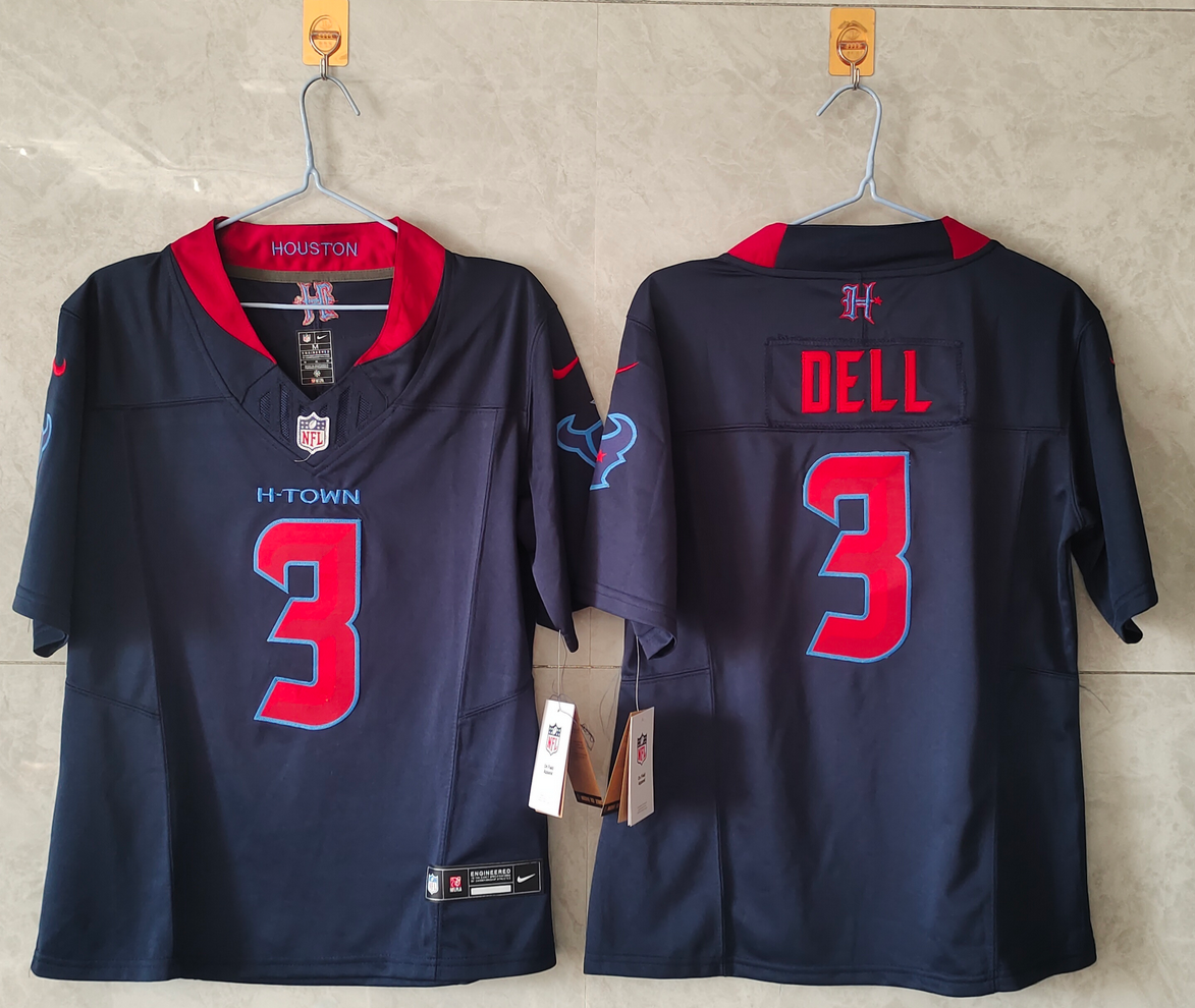 Youth Navy Houston Texans #3 Tank Dell 2nd Alternate F.U.S.E Vapor Stitched Football Jersey